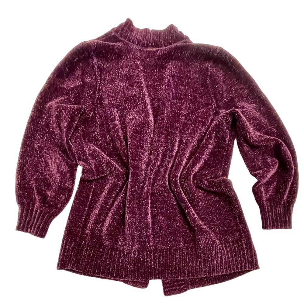 LOFT • Burgundy Chenille Open Front Cardigan Size Large - Picture 4 of 8